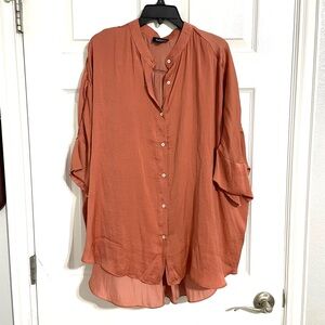 Oversized flowy dress top; deep peach size small